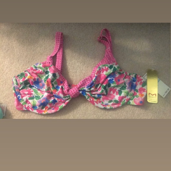 Pink floral Maidenform bikini top NWT - Picture 1 of 1